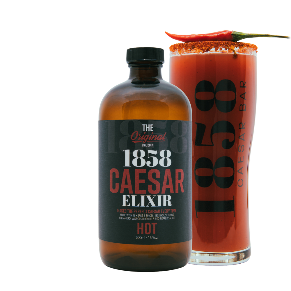 
                  
                    1858 hot caesar elixir with caesar garnished with spicy pepper
                  
                