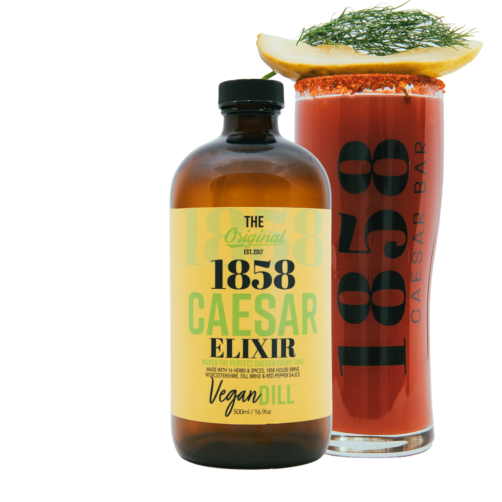 
                  
                    1858 vegan dill caesar elixir with caesar garnished with dill pickle
                  
                